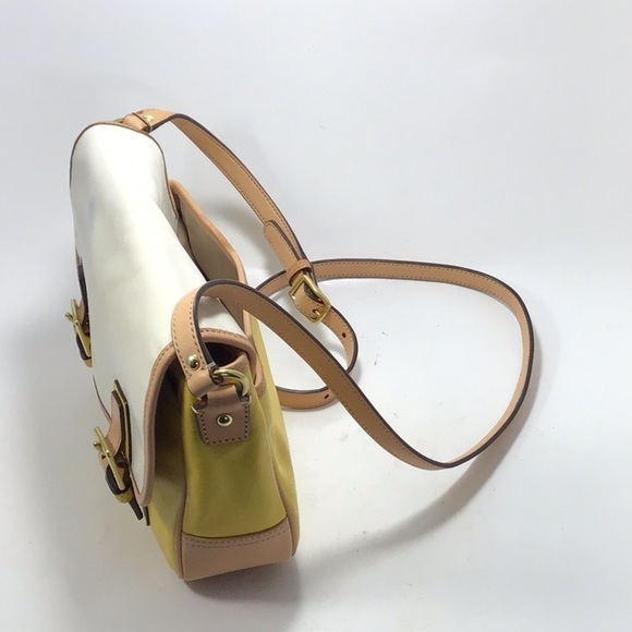 COACH Park Colorblock Yellow and White Leather Crossbody Messenger Bag - Picture 7 of 14